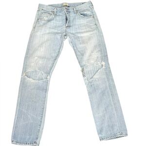 Citizens Of Humanity Light Blue Straight Distressed Jeans Size 25